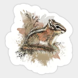 Watercolor Chipmunk Cute Wildlife Art Sticker